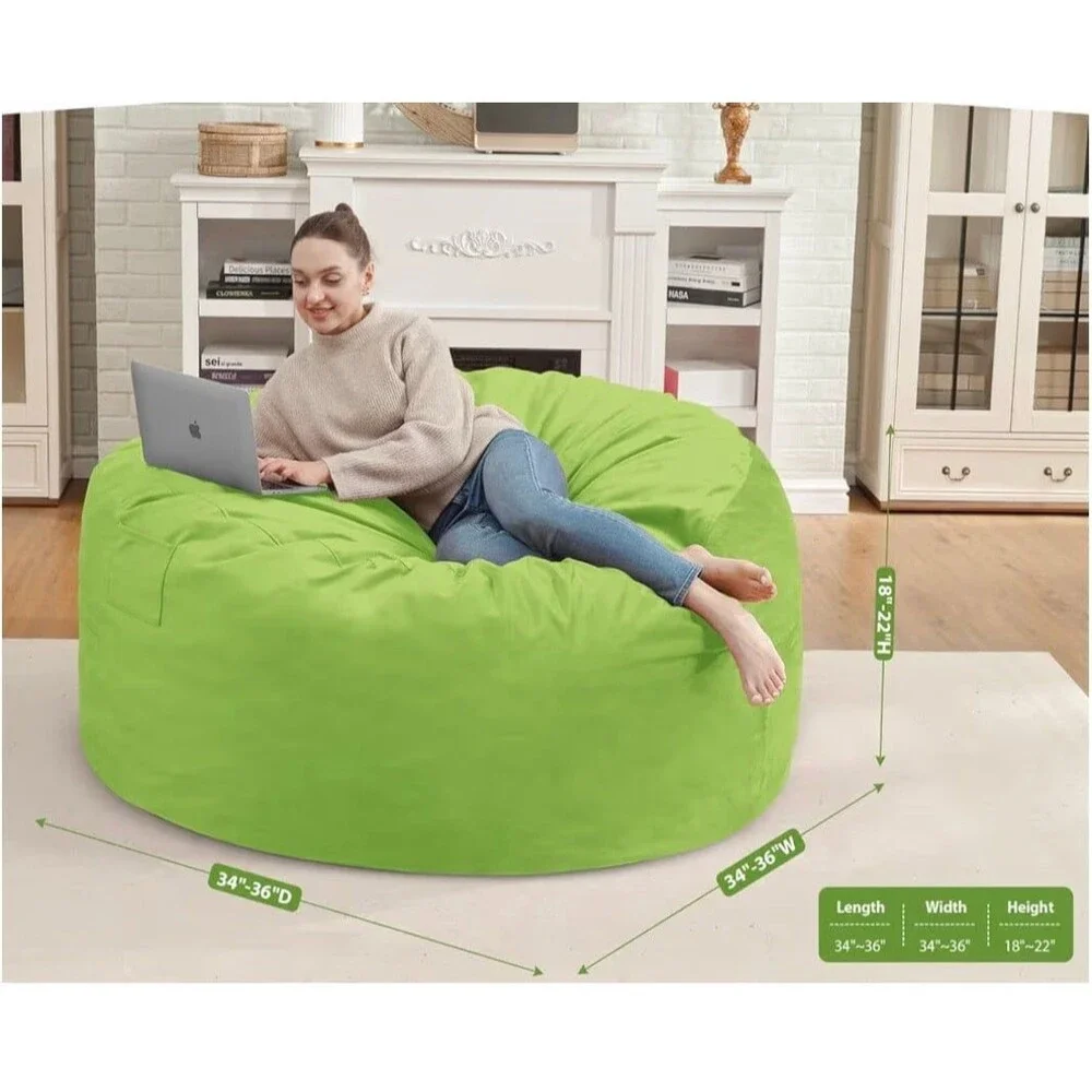 3FT Bean Bag Chair COVER ONLY Lime Dutch Velvet NEW (A3)